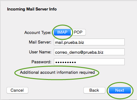 Configuración SMTP IMAP